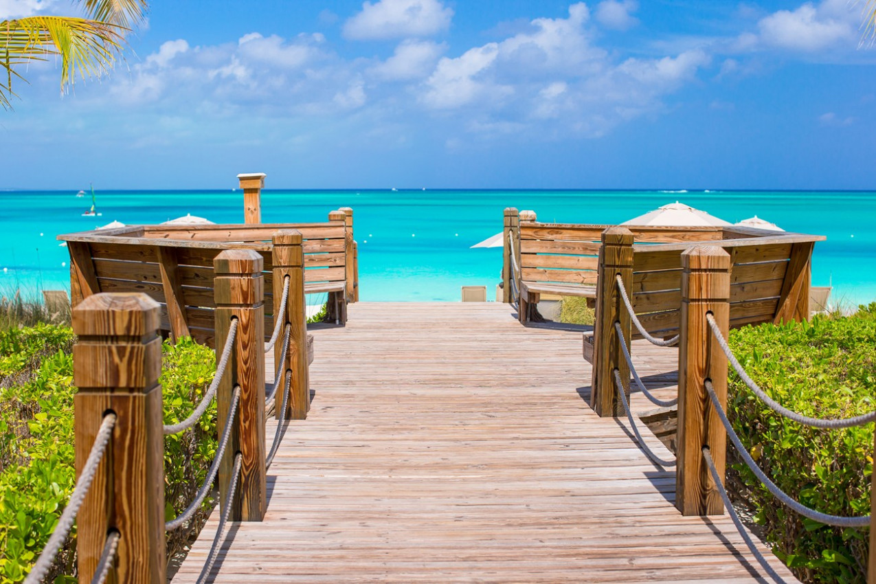 Beautiful tropical landscape on Providenciales Island in the Turks and Caicos, Caribbean